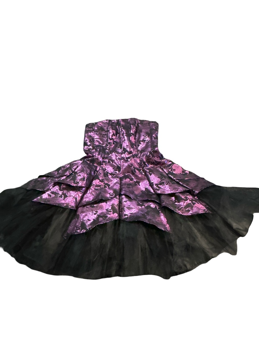 Masquerade Purple and Black High-Low Layered Peplum Skirt